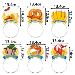 Lot de 6 serre-têtes Oktoberfest avec bière, bretzel et motifs d'accordéon