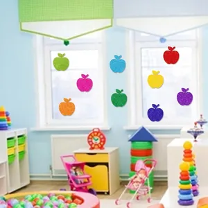 Autocollants de fenêtre en forme de pomme scintillante pour décoration de fête scolaire