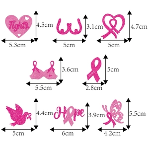 Pink glitter breast cancer awareness cake toppers set with Hope and Fight designs