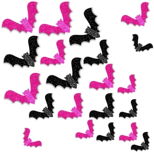 Sparkly 3D Halloween bat wall decals in black and pink glitter for festive party decor