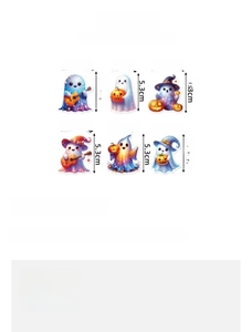 Guide des tailles pour décorations de gâteau fantômes avec dimensions de six modèles en papier