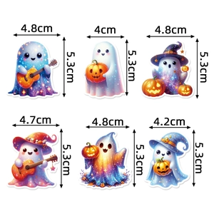 Set de toppers de gâteau fantôme Halloween avec motifs nébuleuse et détails citrouille