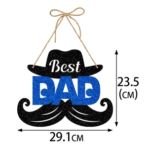 Father's Day Best DAD door hanger with glitter hat and mustache decor for party