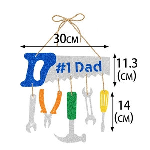 Father's Day glitter banner featuring #1 Dad saw and colorful tool charms with dimensions
