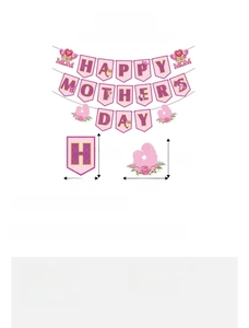 Detailed size specifications for pink paper Happy Mother's Day banner party decorations
