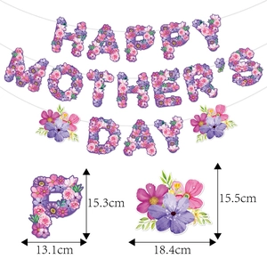 Floral Happy Mother's Day banner party decoration with high quality printed letters