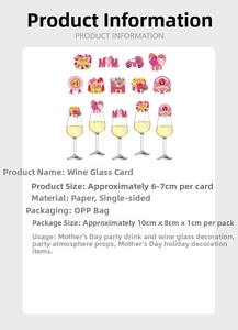 Detail of Mother's Day wine glass paper cards with pink floral and heart designs