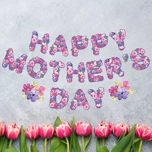 Happy Mother's Day Banner Floral Cardstock Party Garland Decoration Hanging Bunting For Mom