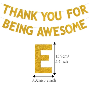 Bannière dorée pailletée Thank You For Being Awesome pour décoration fête