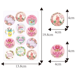 Floral Happy Mother's Day round sticker labels set with assorted flower wreath designs