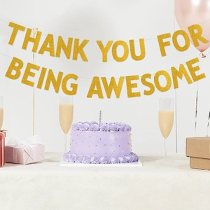 Bannière pailletée dorée Thank You For Being Awesome pour fêtes et remises de diplômes