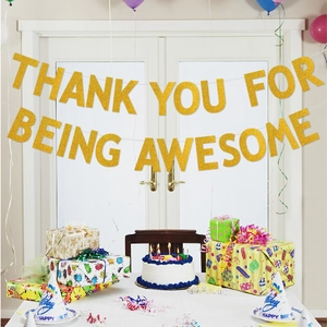 Bannière dorée pailletée Thank You For Being Awesome pour fête de retraite ou diplôme