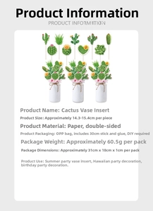 Detail view of DIY cactus vase inserts with 30cm sticks and glue dots for summer party decor