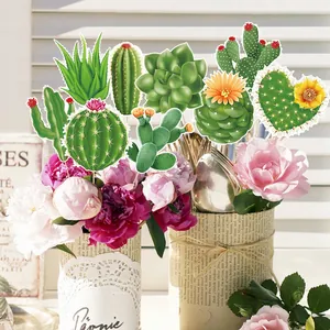Vibrant cactus and succulent party picks for Hawaii themed vase and cake decoration