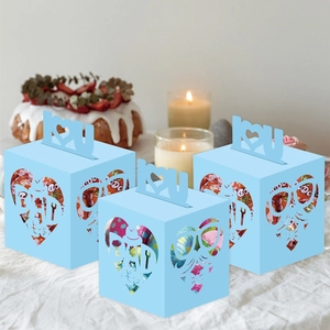 Light blue Father's Day gift boxes with DAD cutout and heart handle for party candy