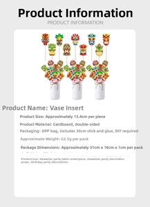 Hawaii Aloha Tiki party vase inserts with double-sided cardstock and 30cm wooden sticks