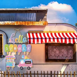 Hello Summer door hanging decoration with colorful glitter ice cream and truck charms