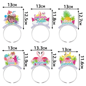 Lot de 6 serre-têtes de fête Hawaï avec motifs d'été comme ananas et flamant rose