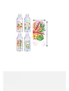 Detail van 12x6cm Hawaï party waterfles stickers met tropische zomerse patronen