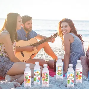 Hawaïaanse zomerfeest waterfles stickers met ananas en watermeloen ontwerpen