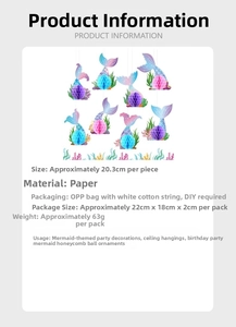 Détail de décorations en papier alvéolé sirène colorées avec cordes de suspension DIY