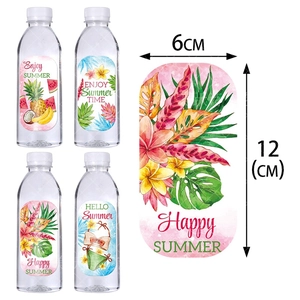 Waterdichte Hawaii feest stickers voor waterflessen met tropische zomer ontwerpen