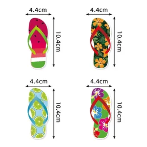 Tropical Hawaii party flip-flop hanging decorations with summer fruit and leaf patterns