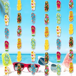 Tropical Hawaii party banner with flip-flop patterns for summer beach decoration
