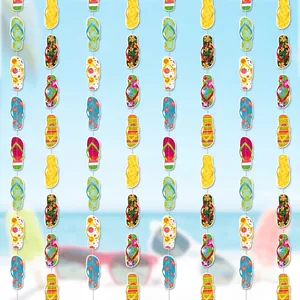 Hawaiian tropical summer party decoration with colorful flip-flop beach banners