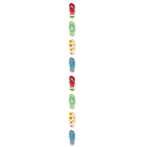 Tropical Hawaiian party flip-flop hanging banner with summer fruit and beach patterns