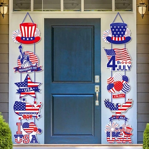 Bannière De Porte Jour De L'Indépendance Papier Juillet Quatrième Décoration Patriotique Rouge Blanc Bleu DIY