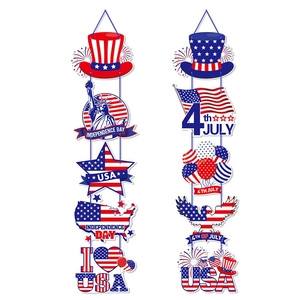 Bannières de porte verticales du 4 juillet avec drapeau américain et motifs patriotiques