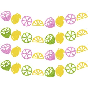 Ghirlanda Di Carta Glitterata Limone Lime Decorazione Per Feste Tropicali Hawaiiane Estive Banner Appeso