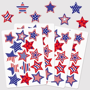 Independence Day Star Stickers Adhesive Patriotic Decals Red White Blue American Flag Theme Party Favors Gift Sealing Decoration