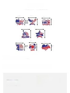 Size specifications for USA Independence Day cake toppers featuring patriotic map and eagle designs