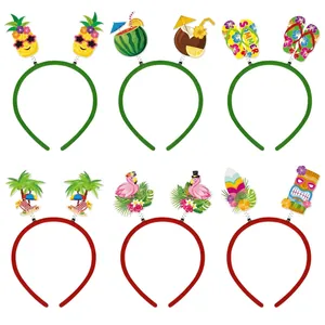 Summer Tropical Hawaii Party Headbands With Plastic Base And Paper Decorations Flamingos Pineapple Watermelon Tiki Props