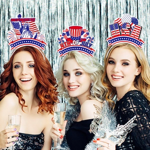 Three-piece set of July 4th party headbands with USA flag and Statue of Liberty motifs