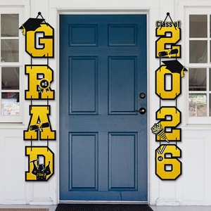Glittery Grad 2026 graduation party door banner set for school ceremony decorations
