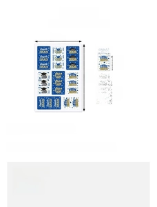 Size guide for graduation party candy stickers with detailed label dimensions in centimeters
