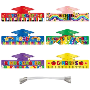 Set di 6 corone colorate in carta per la laurea dei bambini con elastici inclusi