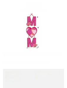Three-tier pink glitter MOM door hanger with rose details and size dimensions