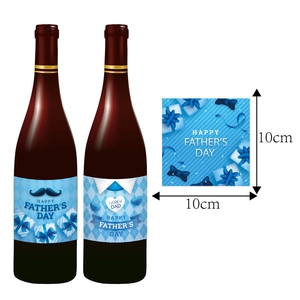 Father's Day wine bottle labels with blue argyle patterns and 10x10cm size details