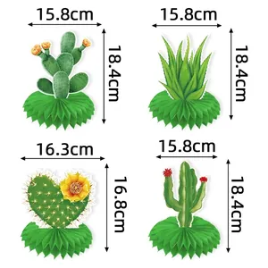 Hawaii themed cactus honeycomb table centerpieces for summer birthday party decorations