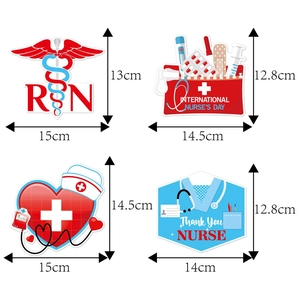 Nurse graduation floral picks and vase toppers set with medical RN heart themes