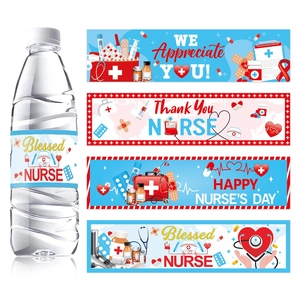 Water Bottle Stickers Nurse Day Graduation Party Decorations Medical Theme Heart Stethoscope Patterns Paper Labels