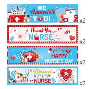 Nurse graduation party water bottle labels featuring medical motifs and thank you messages