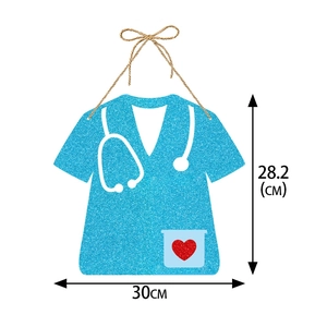 Nurse graduation party decoration blue glitter scrubs sign door hanging ornament 30cm