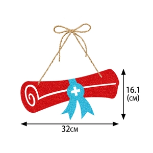 Nurse graduation banner detail showing red glitter finish and dimensions of 32x16.1cm