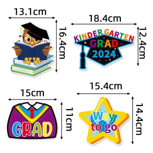 2024 Kindergarten graduation vase inserts set featuring owls, gowns and caps