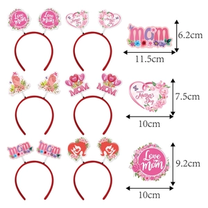 Lot de serre-têtes Fête des Mères motifs cœurs et fleurs avec dimensions détaillées